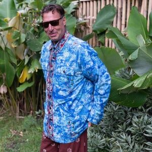 Men’s Blue Batik Osing double lined jacket. XXL